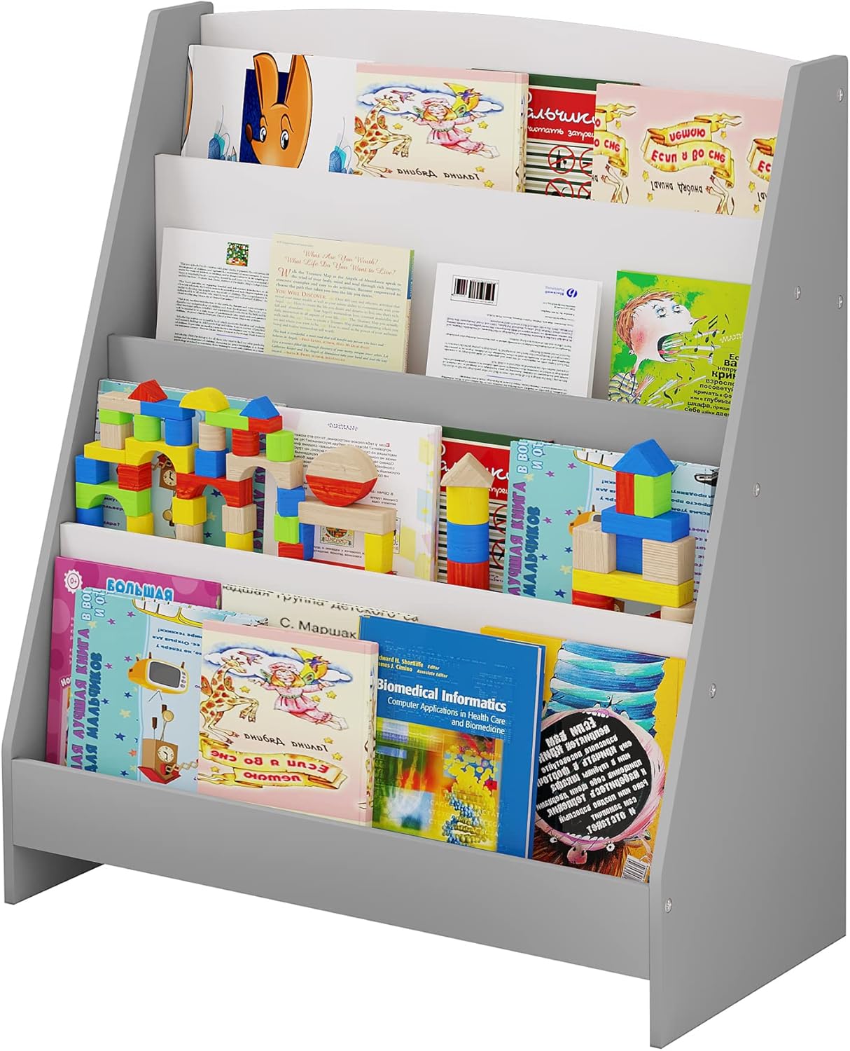 Bibliothèque Montessori Lestarain pour enfants : rangement et présentoir 4 niveaux