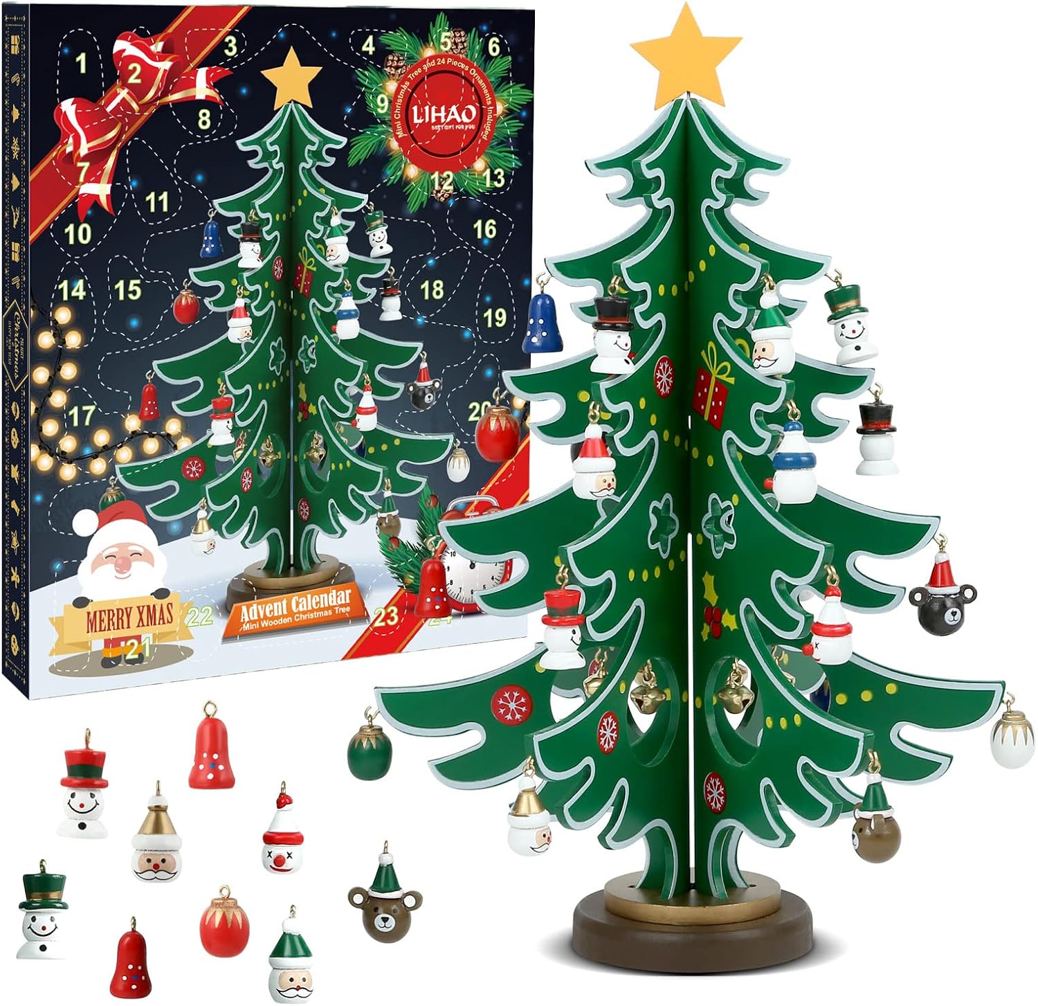 Calendrier de l’Avent Montessori 2024 : mini sapin en bois LIHAO pour enfants