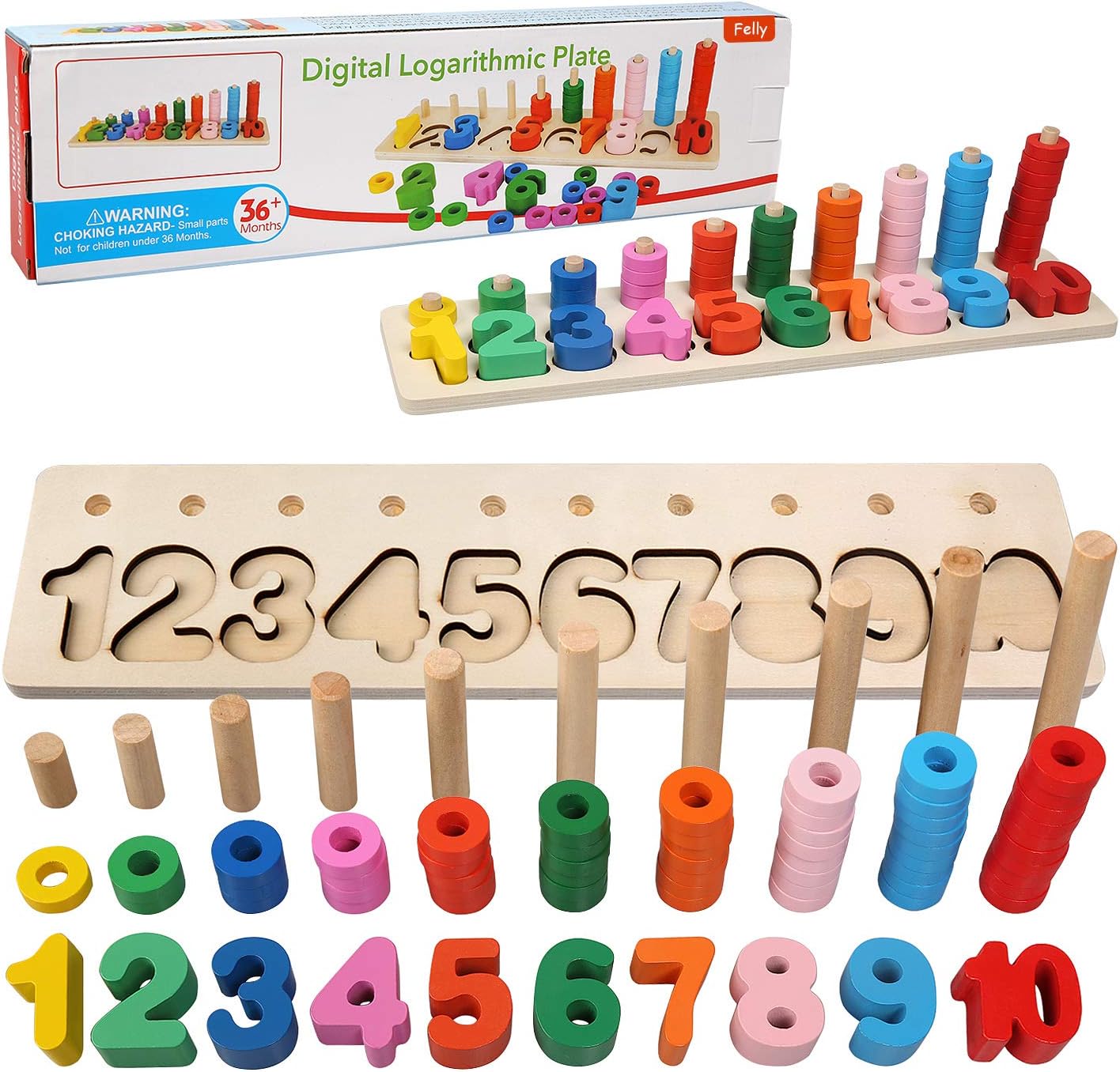 Jouet Montessori Felly : apprendre à compter avec un puzzle en bois éducatif