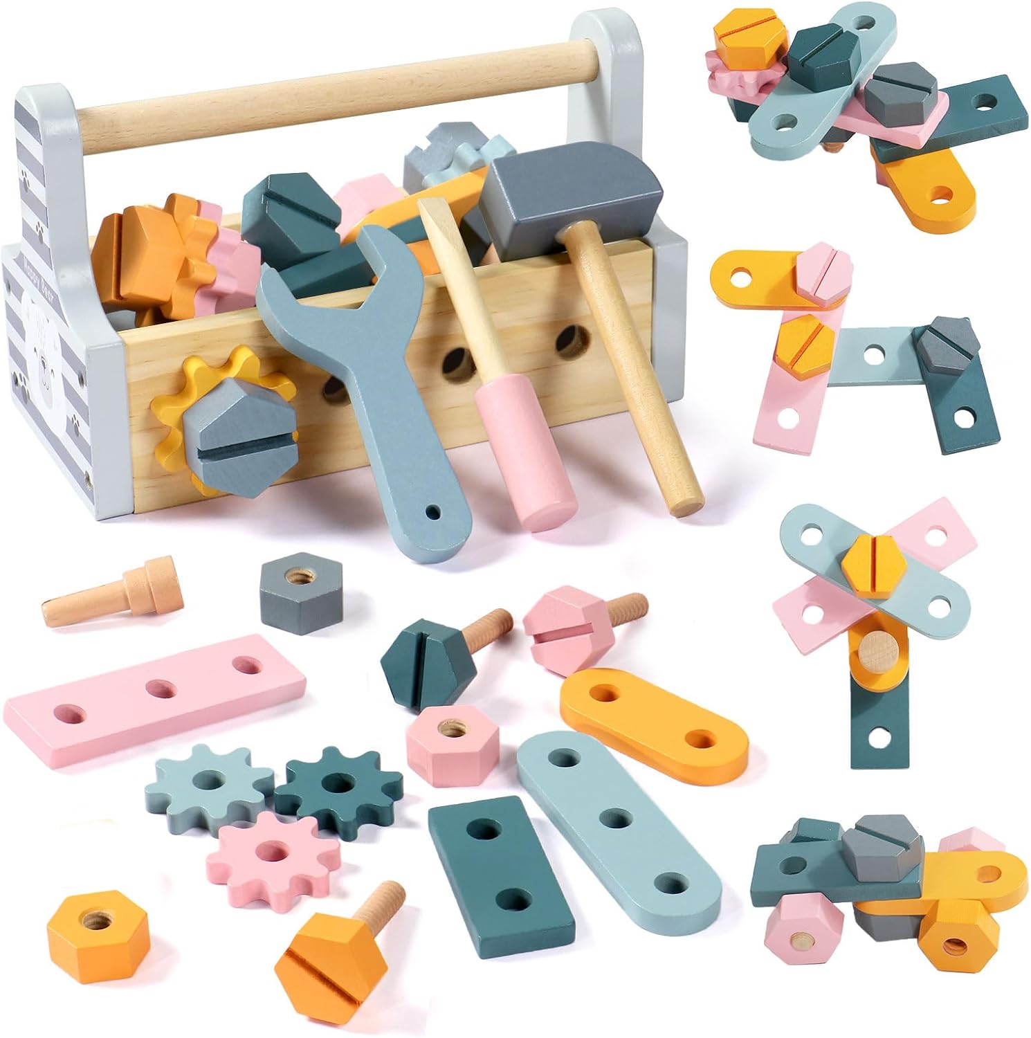 Jouet de bricolage Montessori Petfu : outil en bois pour apprentissage des enfants de 3 ans et plus