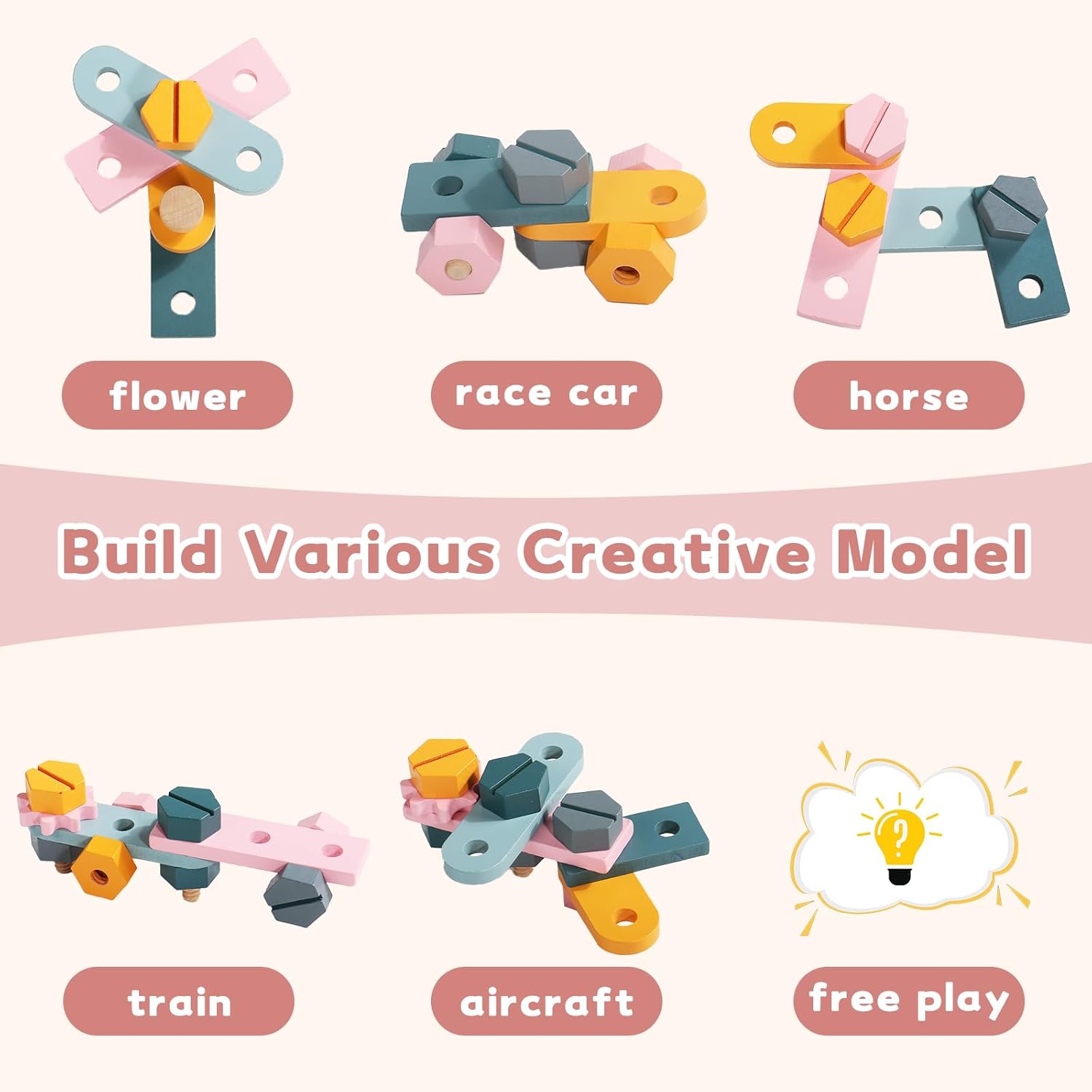 Jouet de bricolage Montessori Petfu : outil en bois pour apprentissage des enfants de 3 ans et plus – Image 3