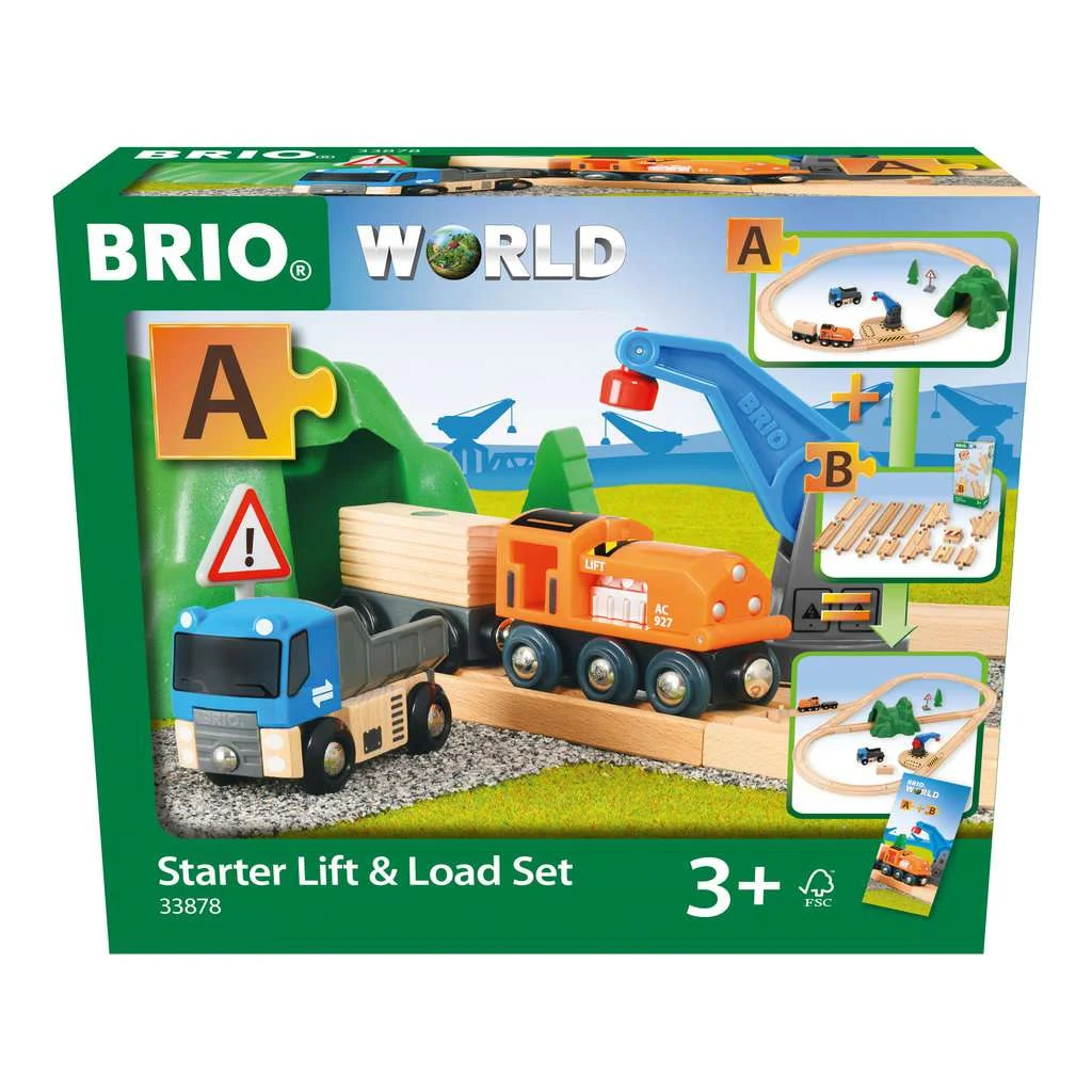 Circuit Transport Fret – Coffret complet 19 pièces tunnel et grue pivotante – Transport de marchandises – Circuit de train en bois