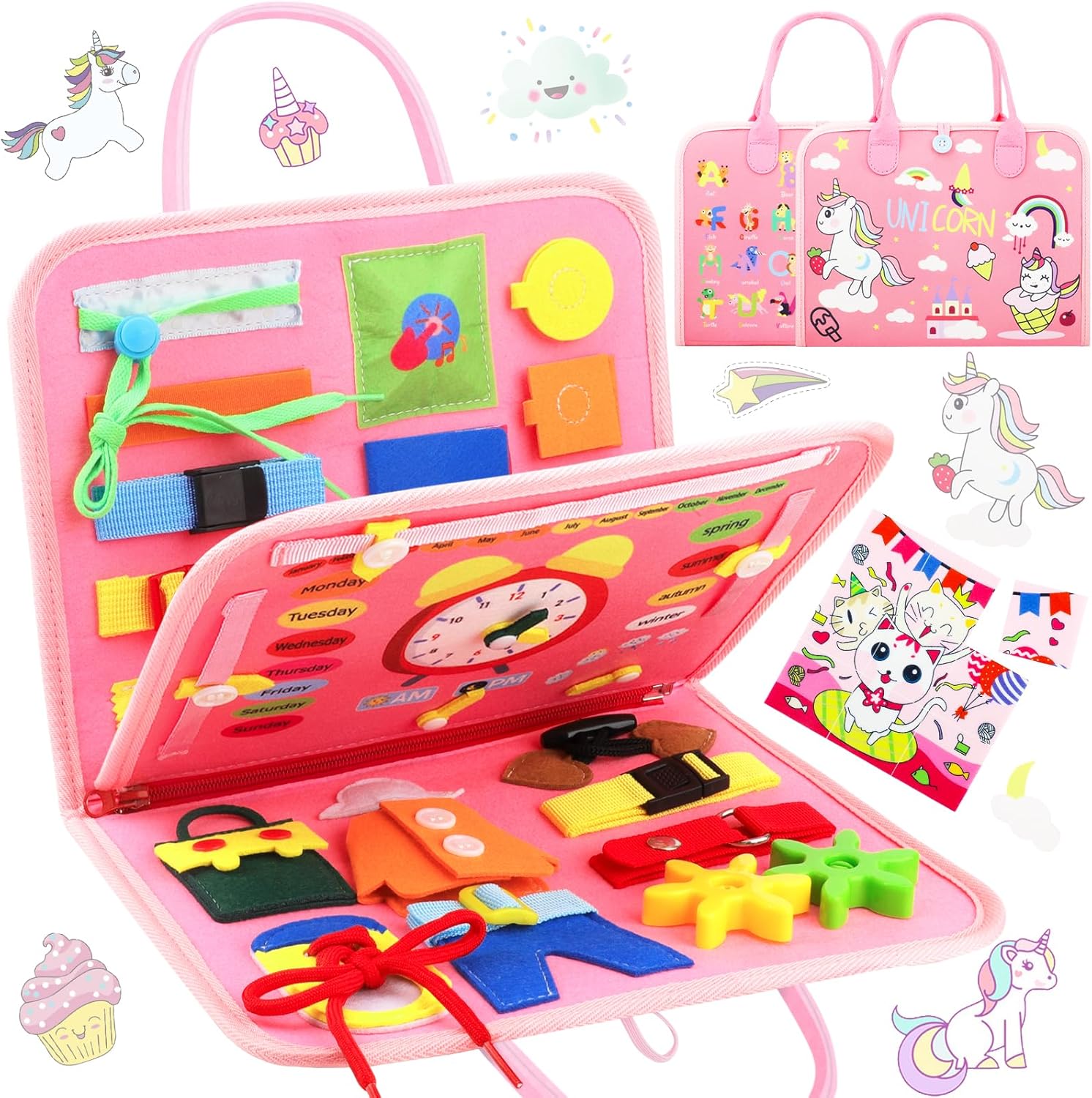 Planche d’activité Montessori Maomaoyu 3 couches pour enfant 1-4 ans – Cadeau idéal avec motif licorne
