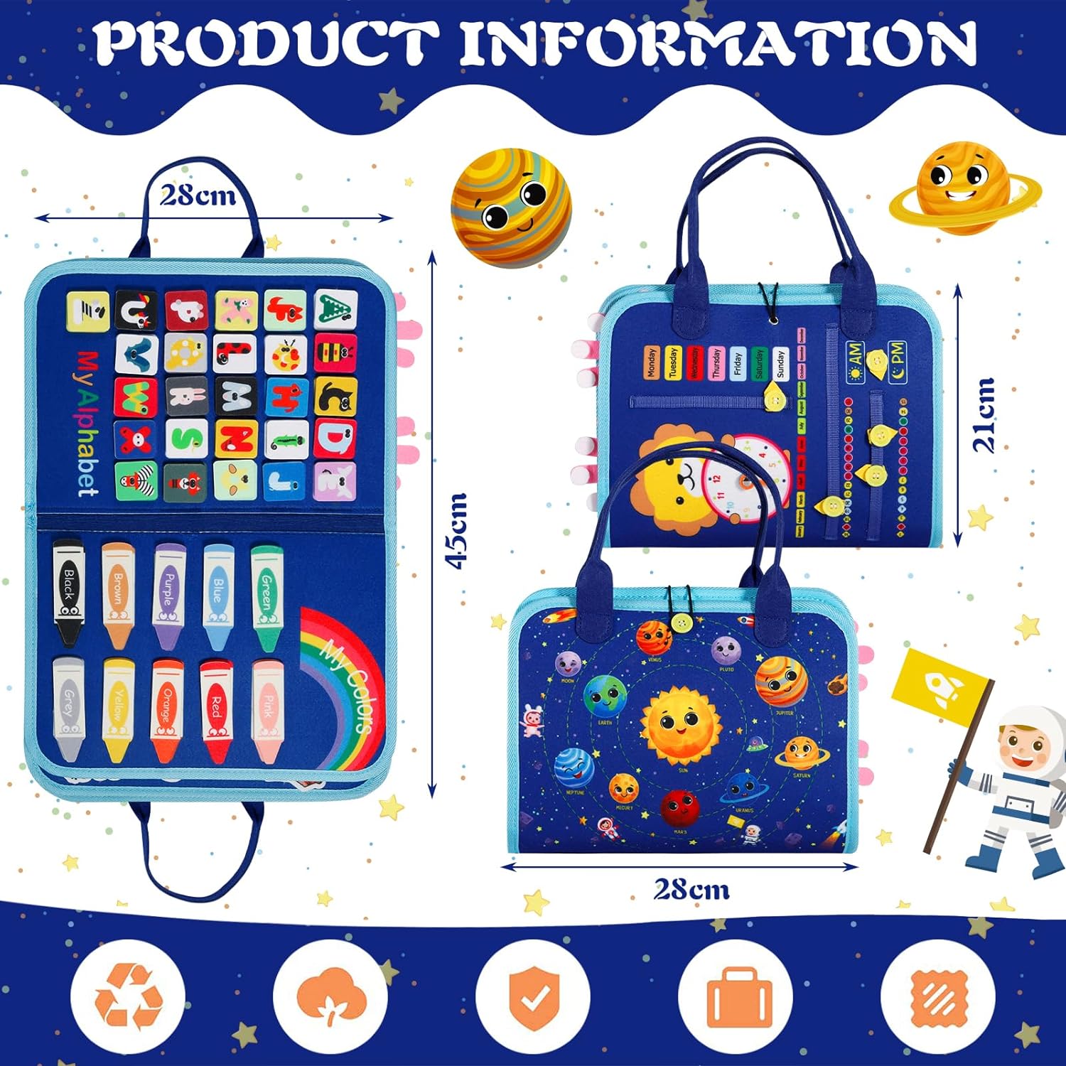 Planche d’activité Montessori POWZOO 9 en 1 : jouet éducatif pour le développement de la motricité fine – Image 2