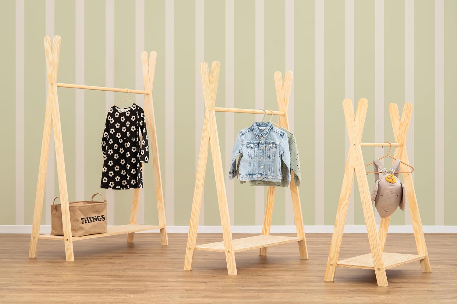 Portant à vêtements enfant Smartwood TIPI L – Armoire Montessori en bois naturel – Image 3