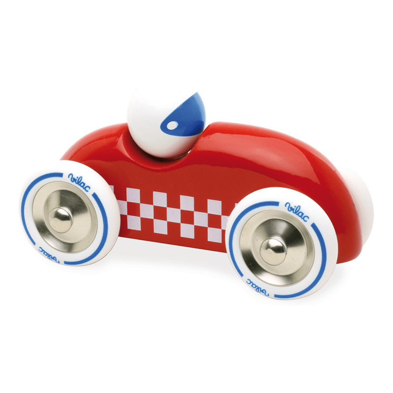 VOITURE RALLYE CHECKERS GRAND MODELE EN BOIS ROUGE – VILAC